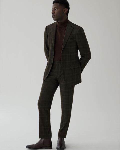 Regular Stretch Wool Check Tailored Pant